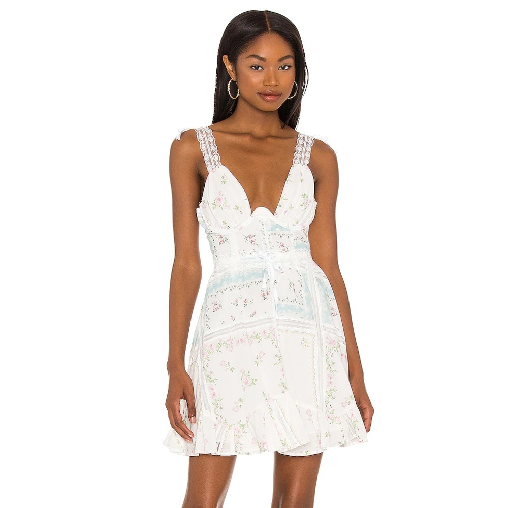 For love & lemons Shea mini dress XS patchwork